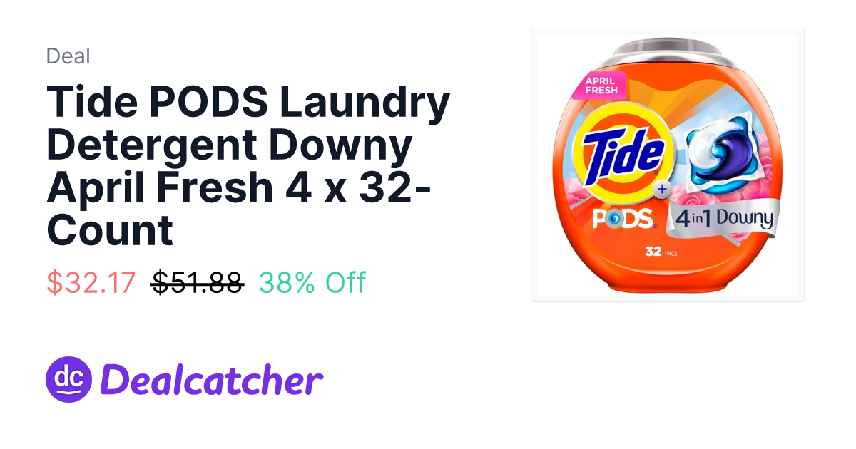 Amazon - Tide PODS Laundry Detergent Downy April Fresh 4 x 32-Count $32.17
