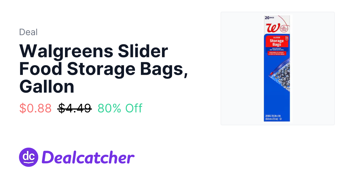 Walgreens - Walgreens Slider Food Storage Bags, Gallon $0.88