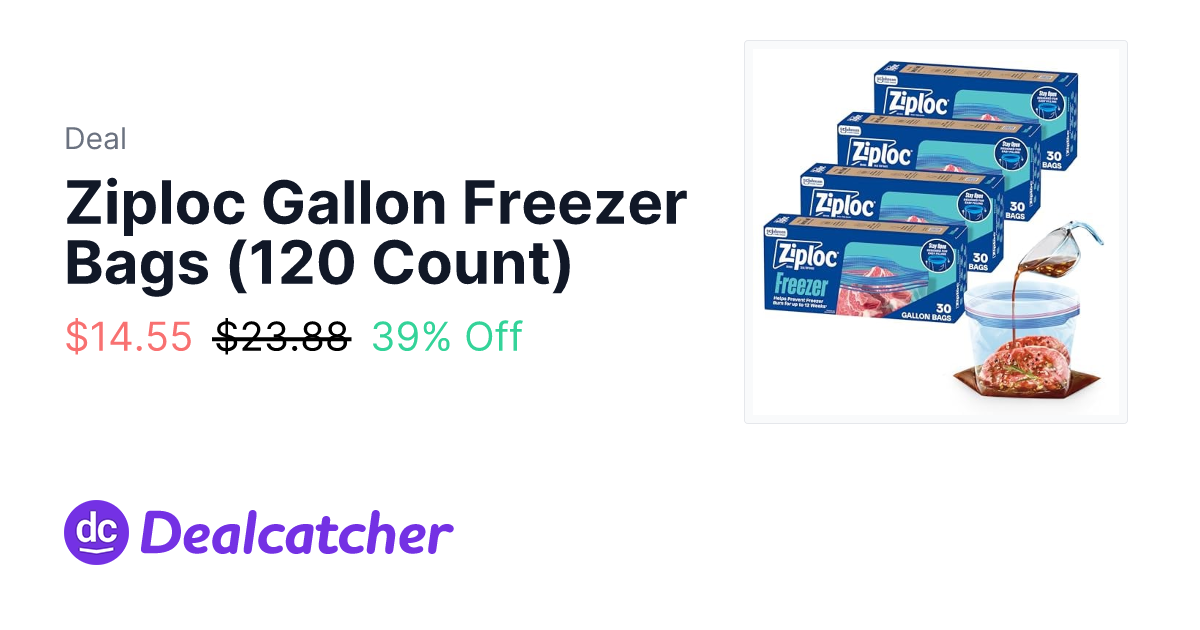 Amazon - Ziploc Gallon Freezer Bags (120 Count) $14.55