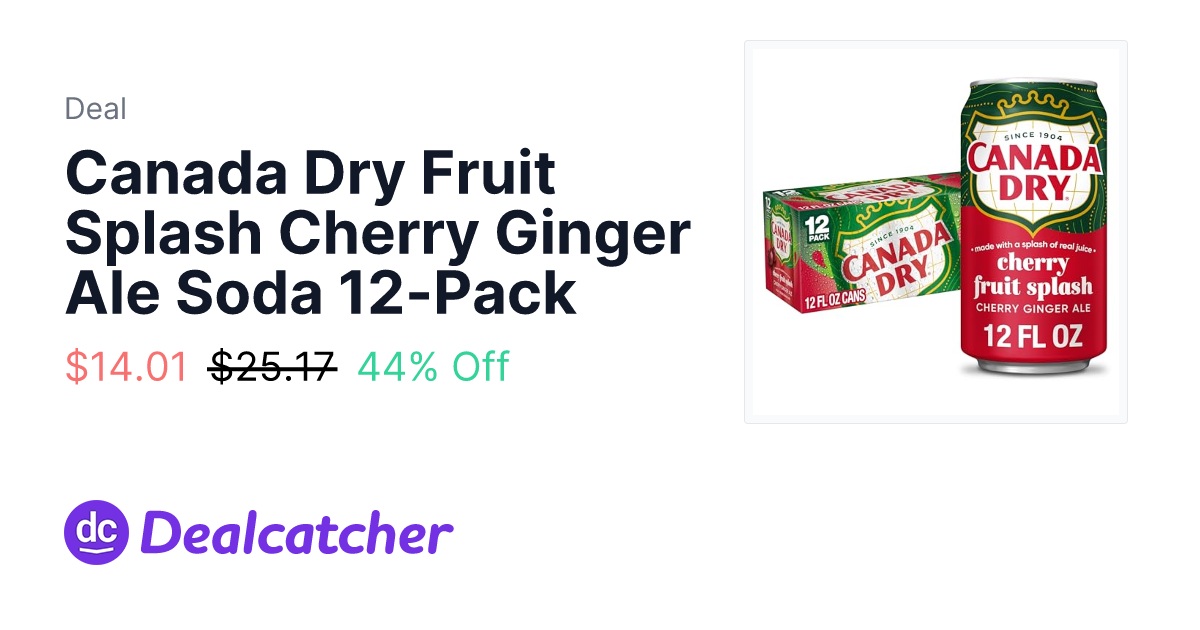 Amazon - Canada Dry Fruit Splash Cherry Ginger Ale Soda 12-Pack $14.01