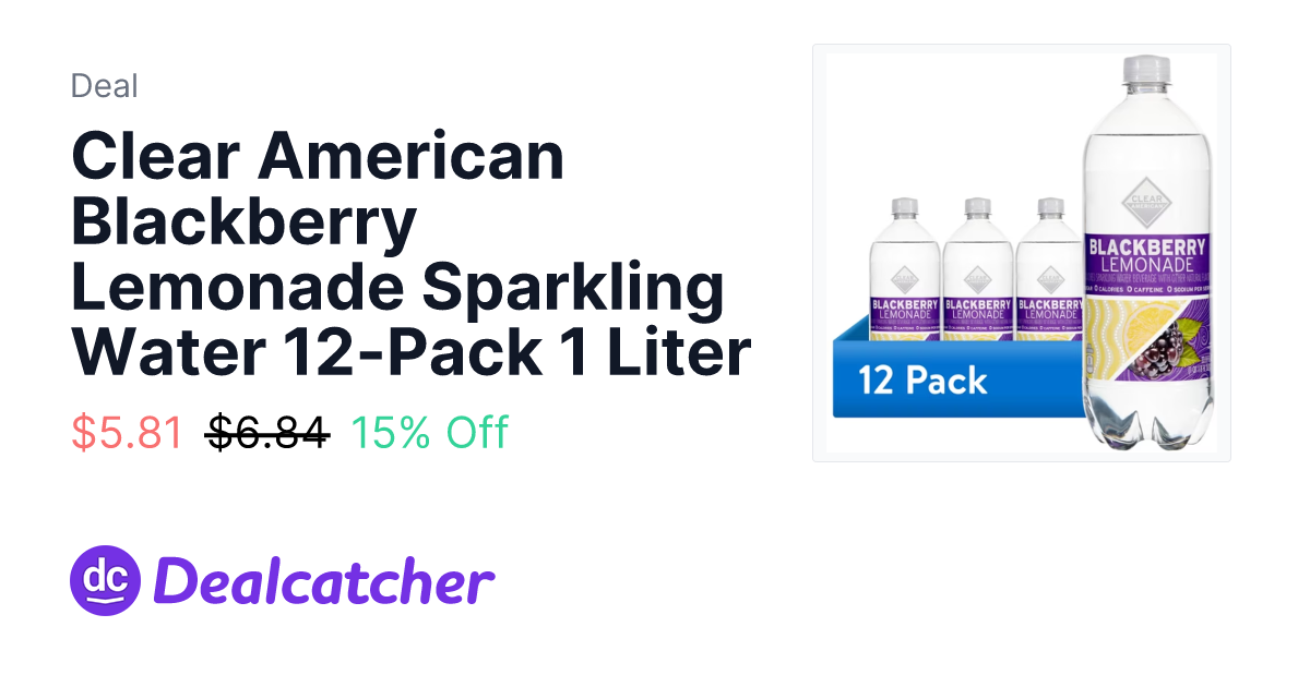 Walmart - Clear American Blackberry Lemonade Sparkling Water 12-Pack 1 Liter $5.81