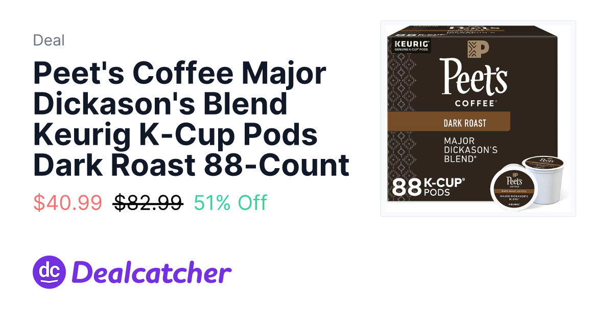 Staples - Peet's Coffee Major Dickason's Blend Keurig K-Cup Pods Dark Roast 88-Count $40.99
