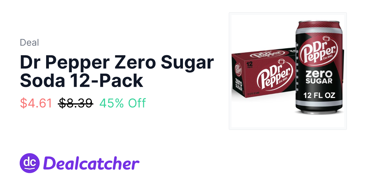 Amazon - Dr Pepper Zero Sugar Soda 12-Pack $4.61