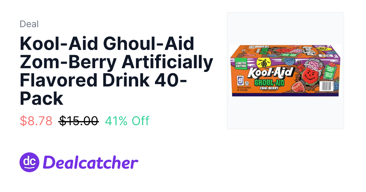 Sam's Club - Kool-Aid Ghoul-Aid Zom-Berry Artificially Flavored Drink 40-Pack $8.78