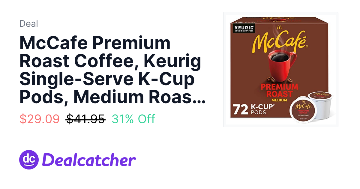 Amazon - McCafe Premium Roast Coffee, Keurig Single-Serve K-Cup Pods, Medium Roast, 72 Count $29.09