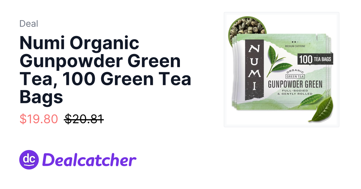 Amazon - Numi Organic Gunpowder Green Tea, 100 Green Tea Bags $19.80