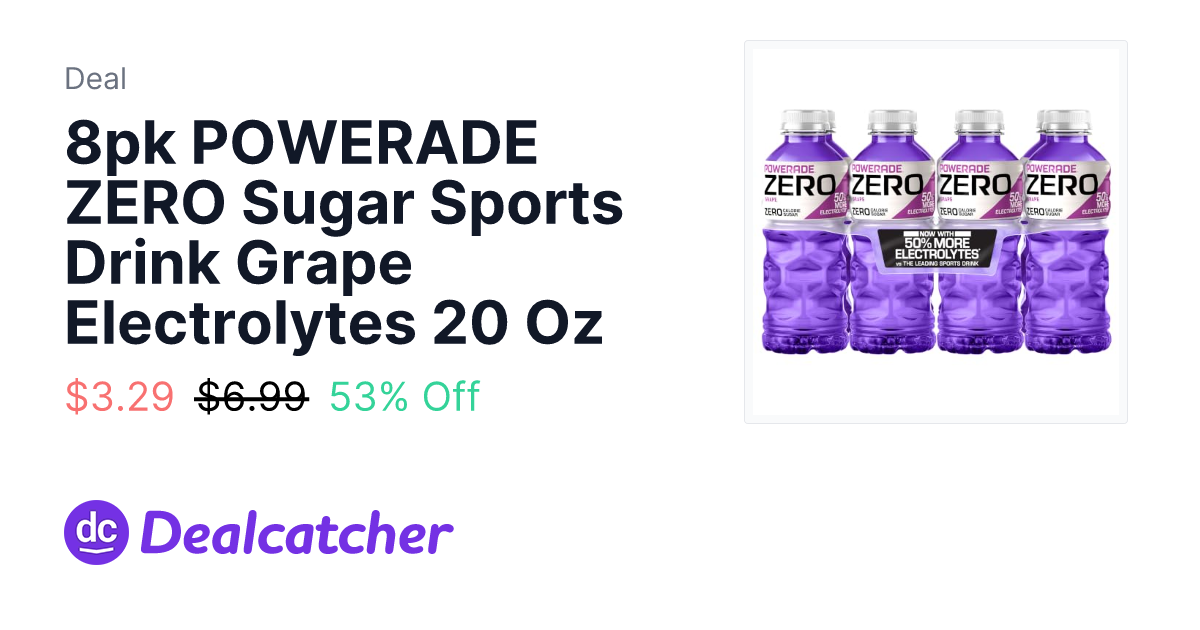 Amazon - 8pk POWERADE ZERO Sugar Sports Drink Grape Electrolytes 20 Oz $3.29