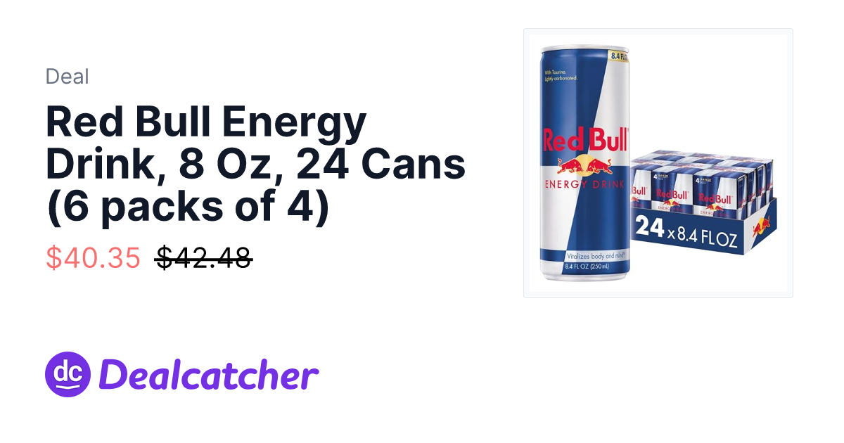 Amazon - Red Bull Energy Drink, 8 Oz, 24 Cans (6 packs of 4) $40.35