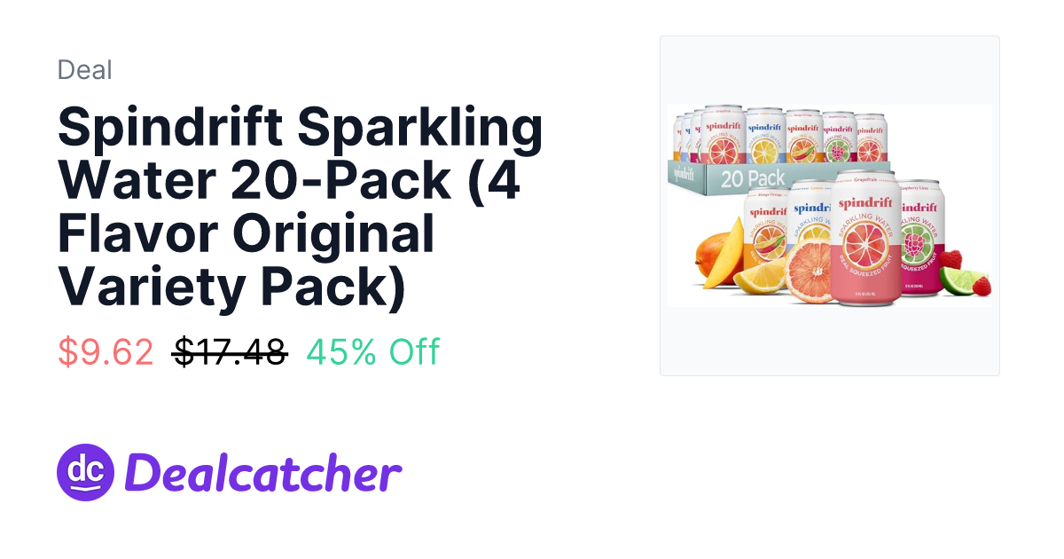 Amazon - Spindrift Sparkling Water 20-Pack (4 Flavor Original Variety Pack) $9.62