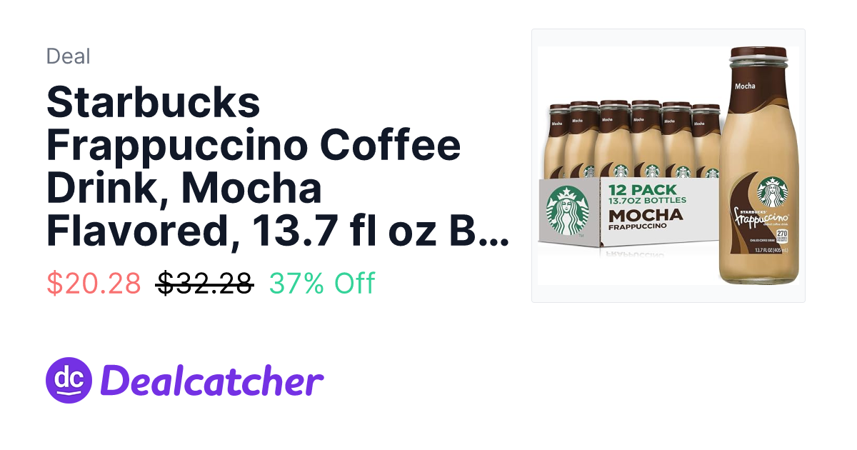 Amazon - Starbucks Frappuccino Coffee Drink, Mocha Flavored, 13.7 fl oz Bottles (12 pack) $20.28