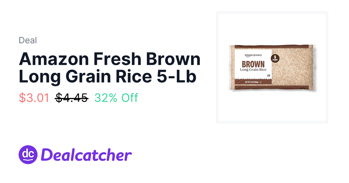 Amazon Fresh Brown Long Grain Rice 5-Lb - $3.01