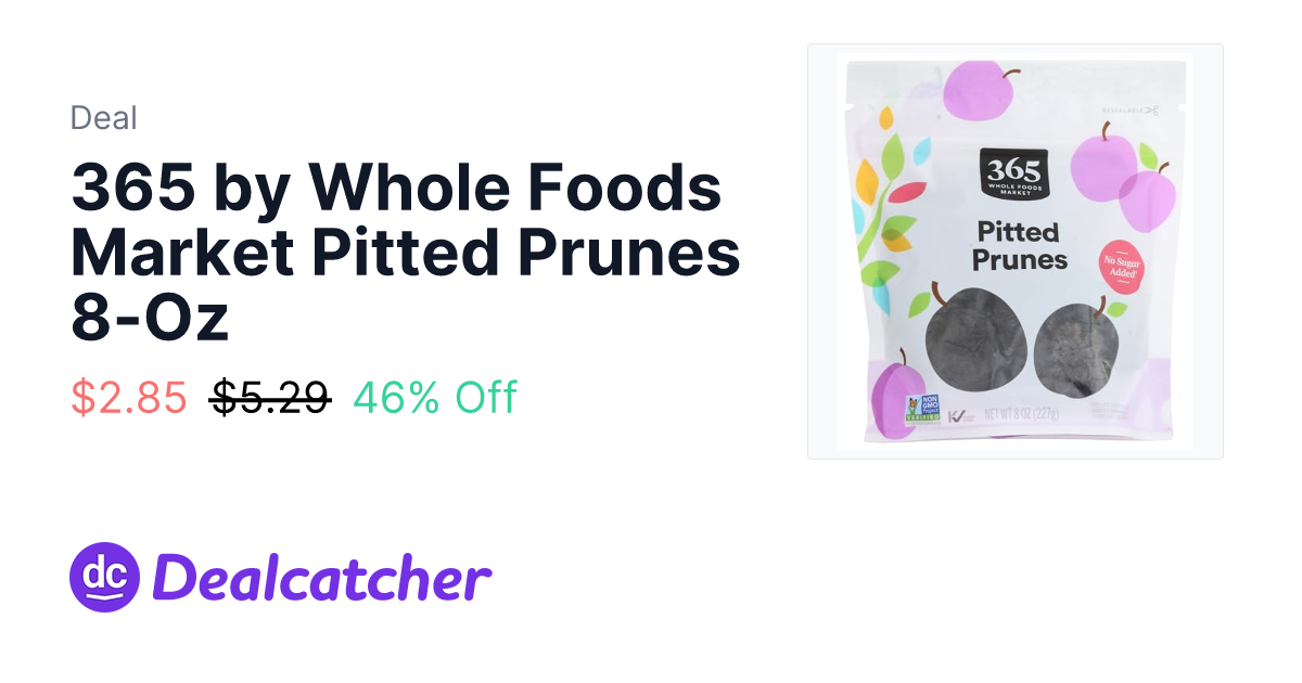 Amazon - 365 by Whole Foods Market Pitted Prunes 8-Oz $2.85