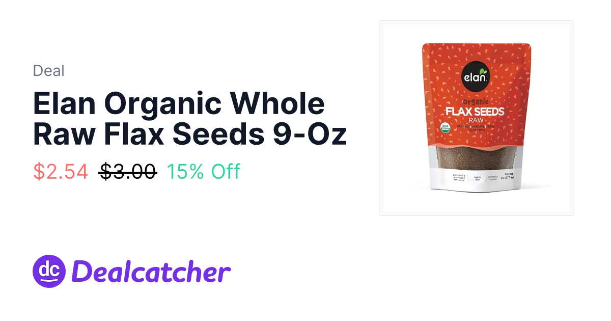 Amazon - Elan Organic Whole Raw Flax Seeds 9-Oz $2.54
