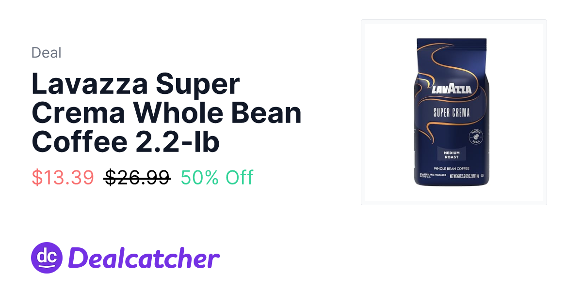 Amazon - Lavazza Super Crema Whole Bean Coffee 2.2-lb $13.39