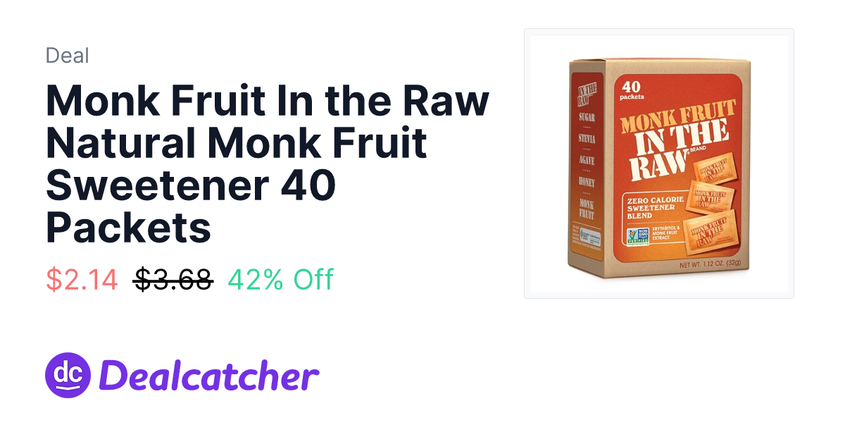 Amazon - Monk Fruit In the Raw Natural Monk Fruit Sweetener 40 Packets $2.14