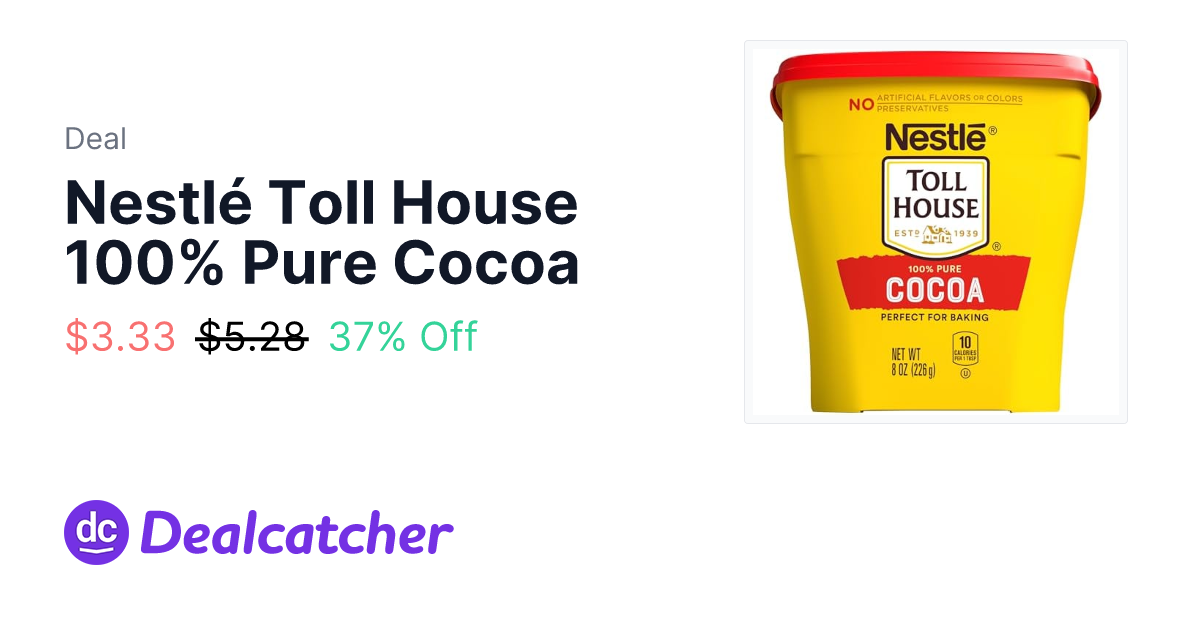 Amazon - Nestlé Toll House 100% Pure Cocoa $3.33