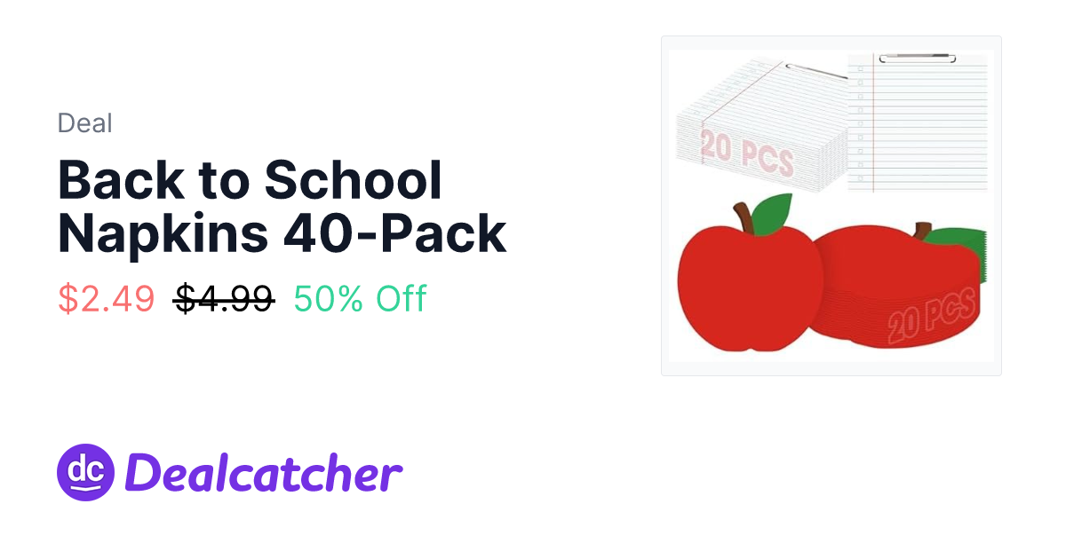Amazon - Back to School Napkins 40-Pack $2.49