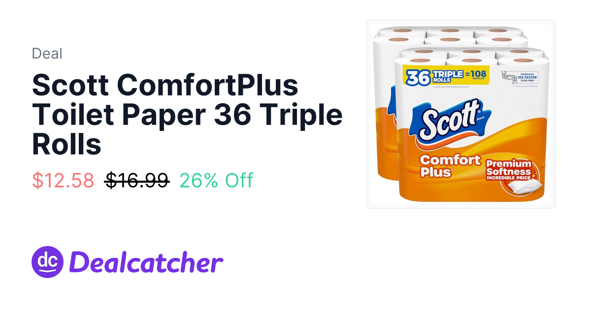 Amazon - Scott ComfortPlus Toilet Paper 36 Triple Rolls $12.58