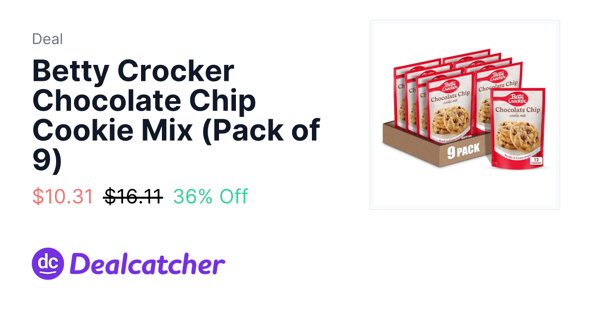 Amazon - Betty Crocker Chocolate Chip Cookie Mix (Pack of 9) $10.31