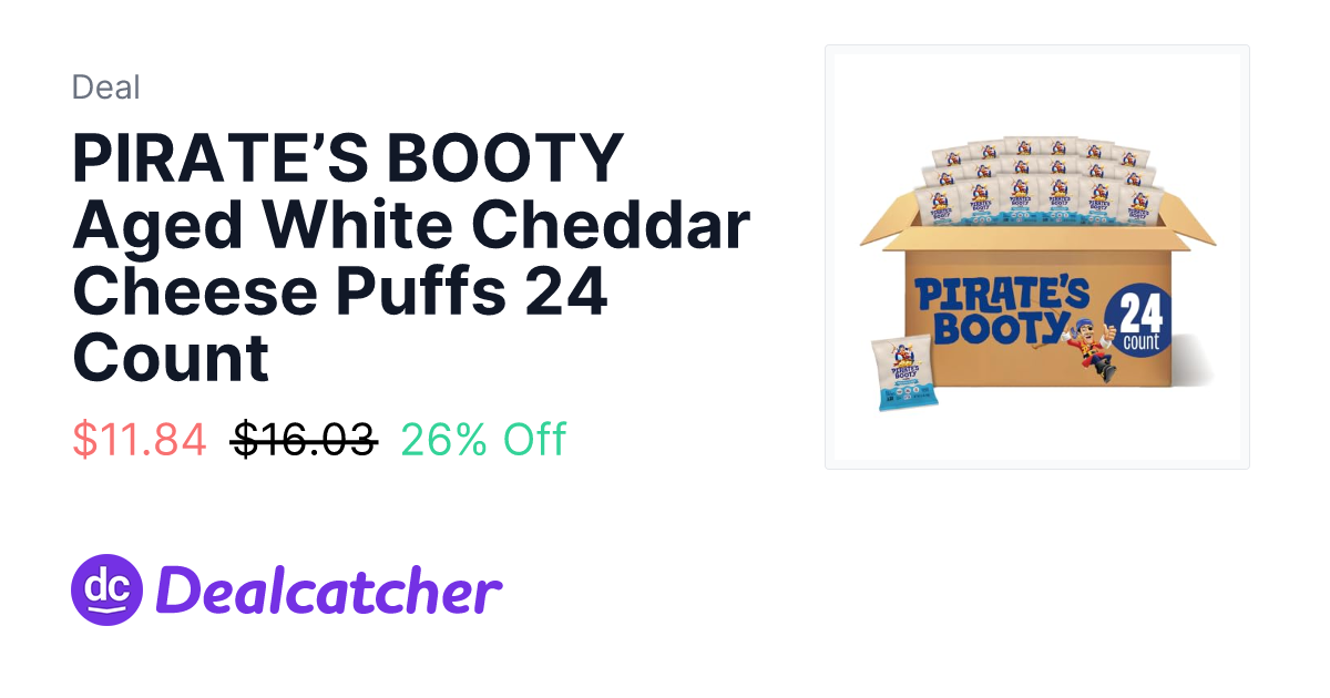 Amazon - PIRATE’S BOOTY Aged White Cheddar Cheese Puffs 24 Count $11.84