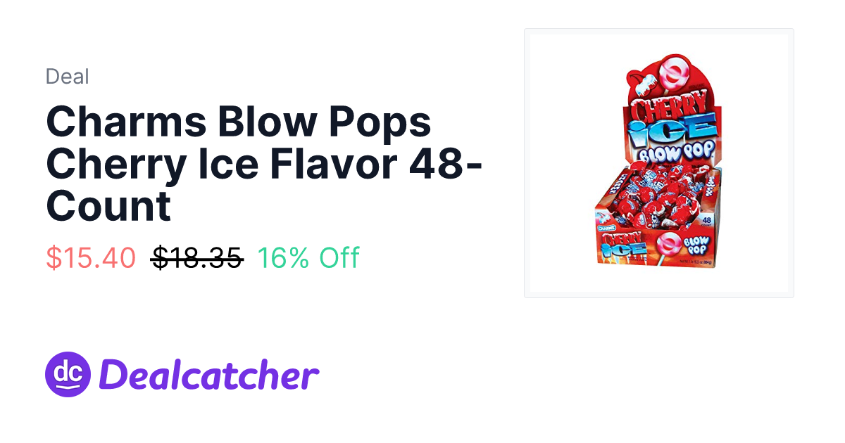 Amazon - Charms Blow Pops Cherry Ice Flavor 48-Count $15.40