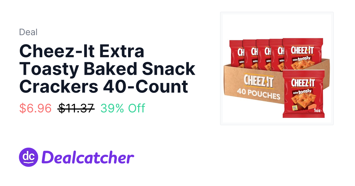 Amazon - Cheez-It Extra Toasty Baked Snack Crackers 40-Count $6.96