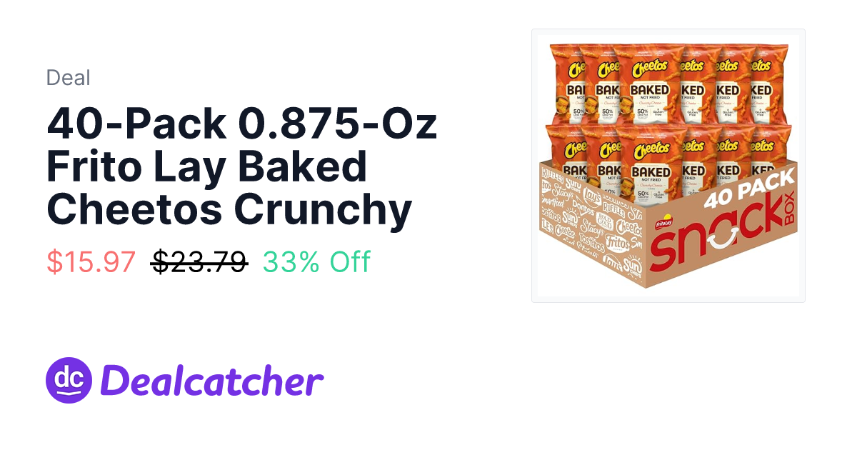Amazon - 40-Pack 0.875-Oz Frito Lay Baked Cheetos Crunchy $15.97