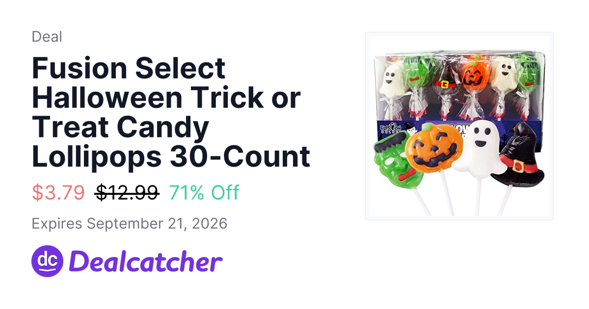 Amazon - Fusion Select Halloween Trick or Treat Candy Lollipops 30-Count $3.79