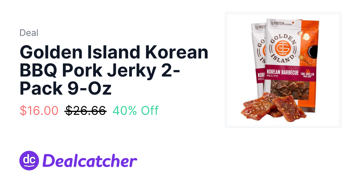 Amazon - Golden Island Korean BBQ Pork Jerky 2-Pack 9-Oz $16.00