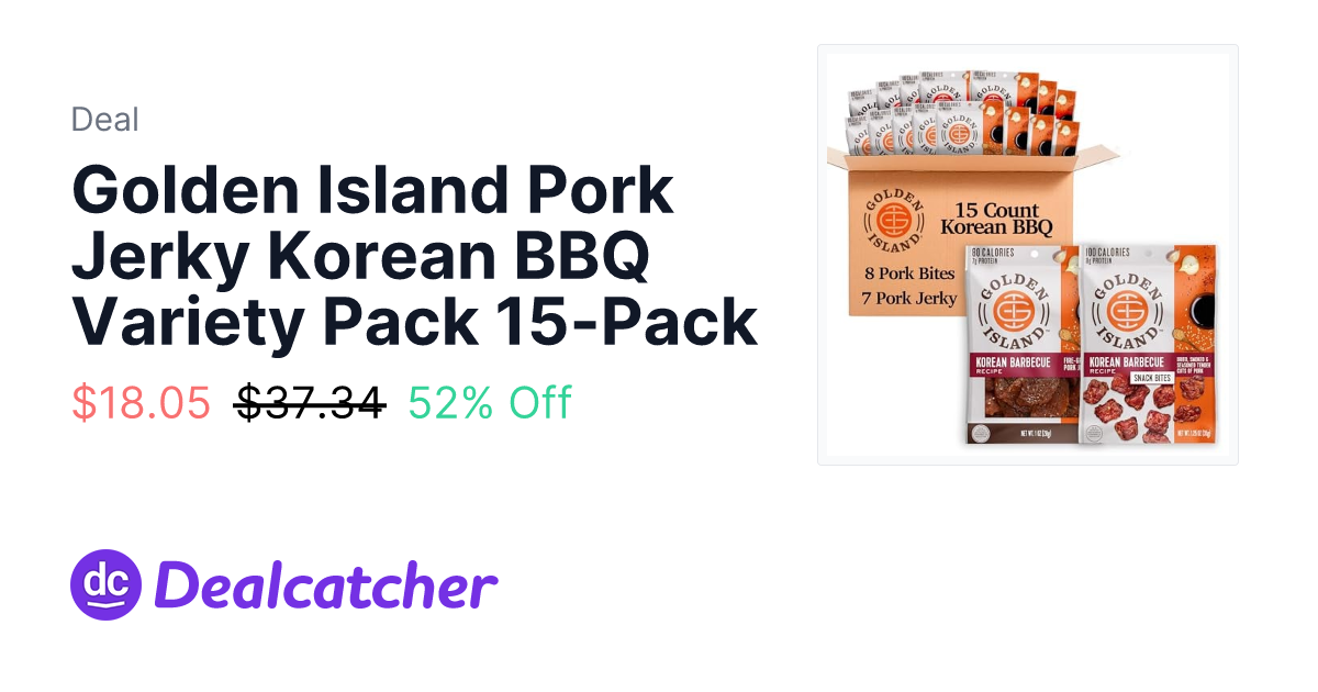 Amazon - Golden Island Pork Jerky Korean BBQ Variety Pack 15-Pack $18.05