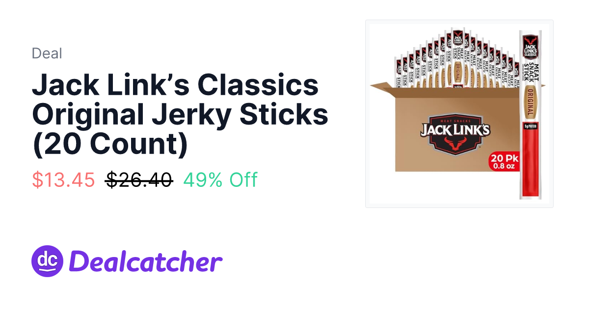 Amazon - Jack Link’s Classics Original Jerky Sticks (20 Count) $13.45