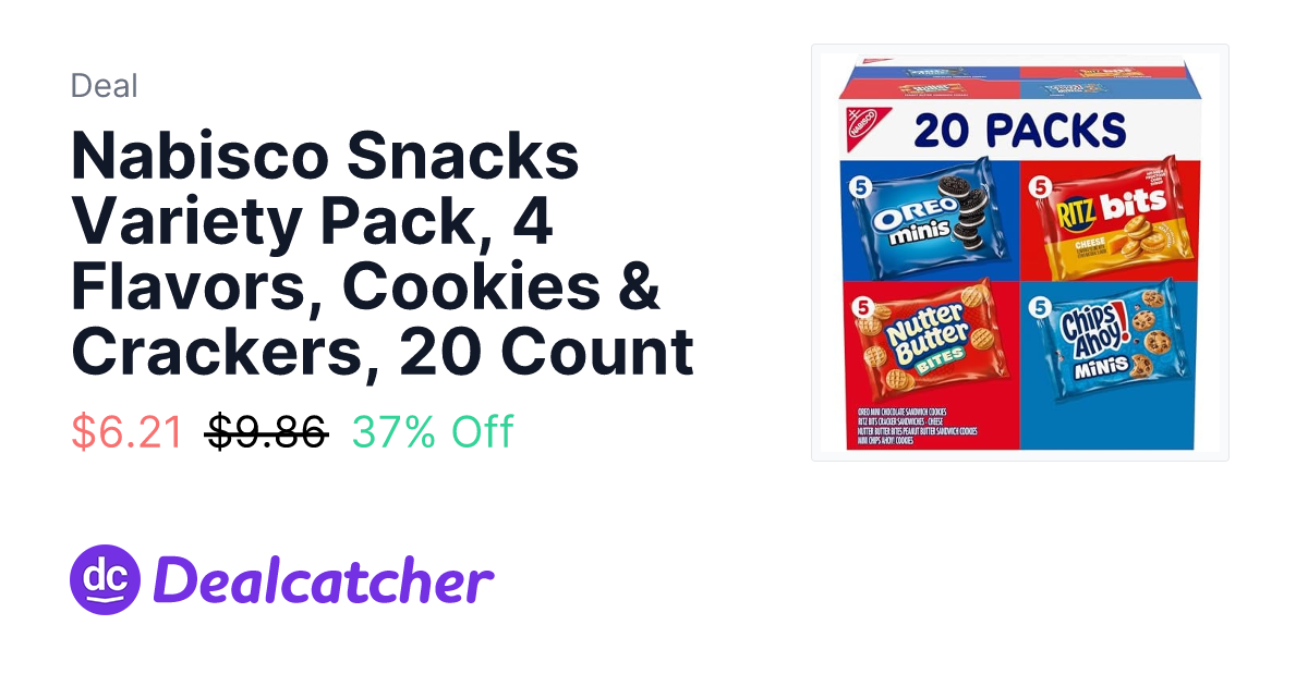 Amazon - Nabisco Snacks Variety Pack, 4 Flavors, Cookies & Crackers, 20 Count $6.21