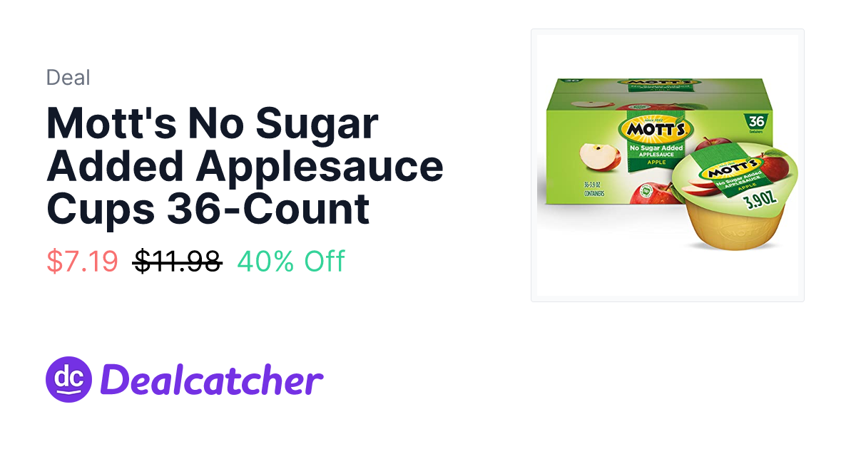 Amazon - Mott's No Sugar Added Applesauce Cups 36-Count $7.19