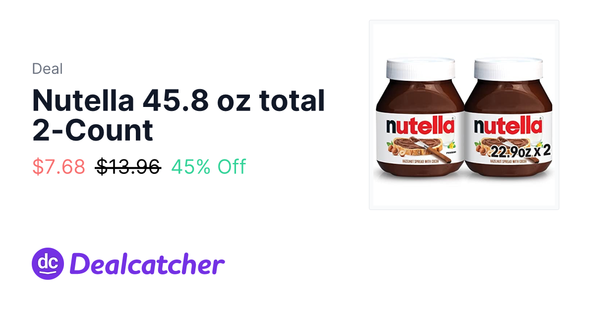 Amazon - Nutella 45.8 oz total 2-Count $7.68