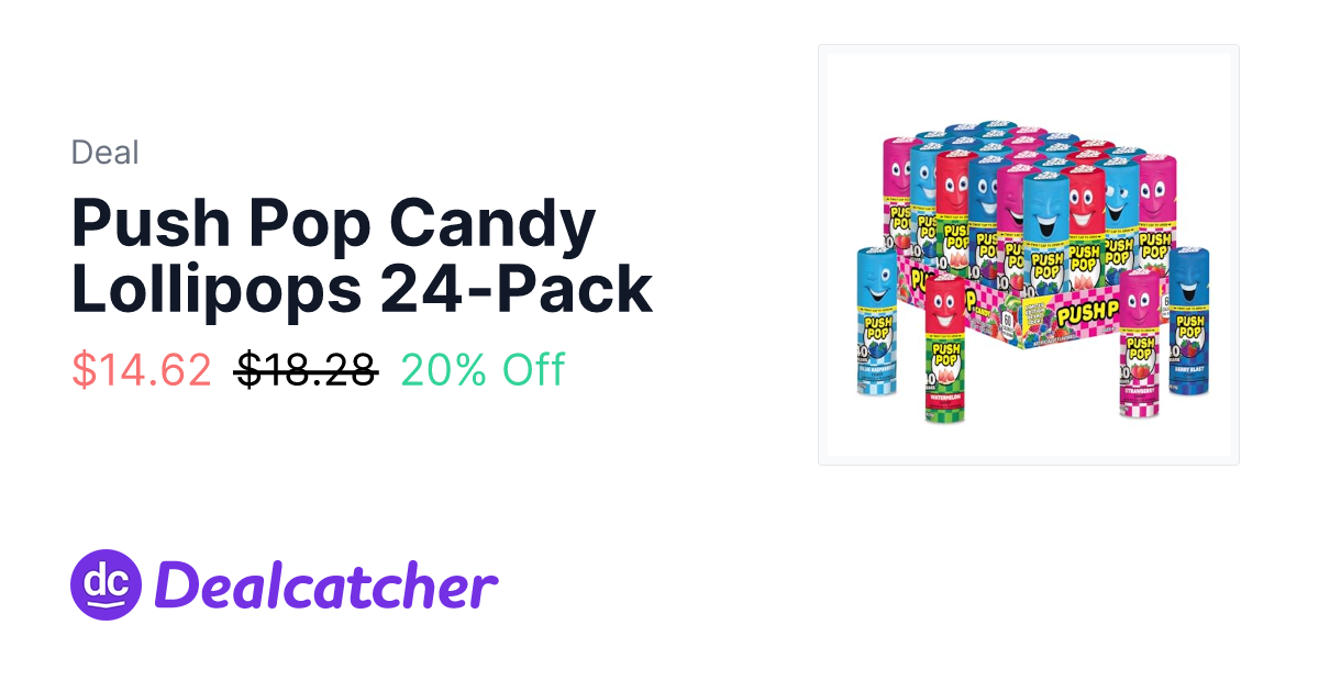 Amazon - Push Pop Candy Lollipops 24-Pack $14.62