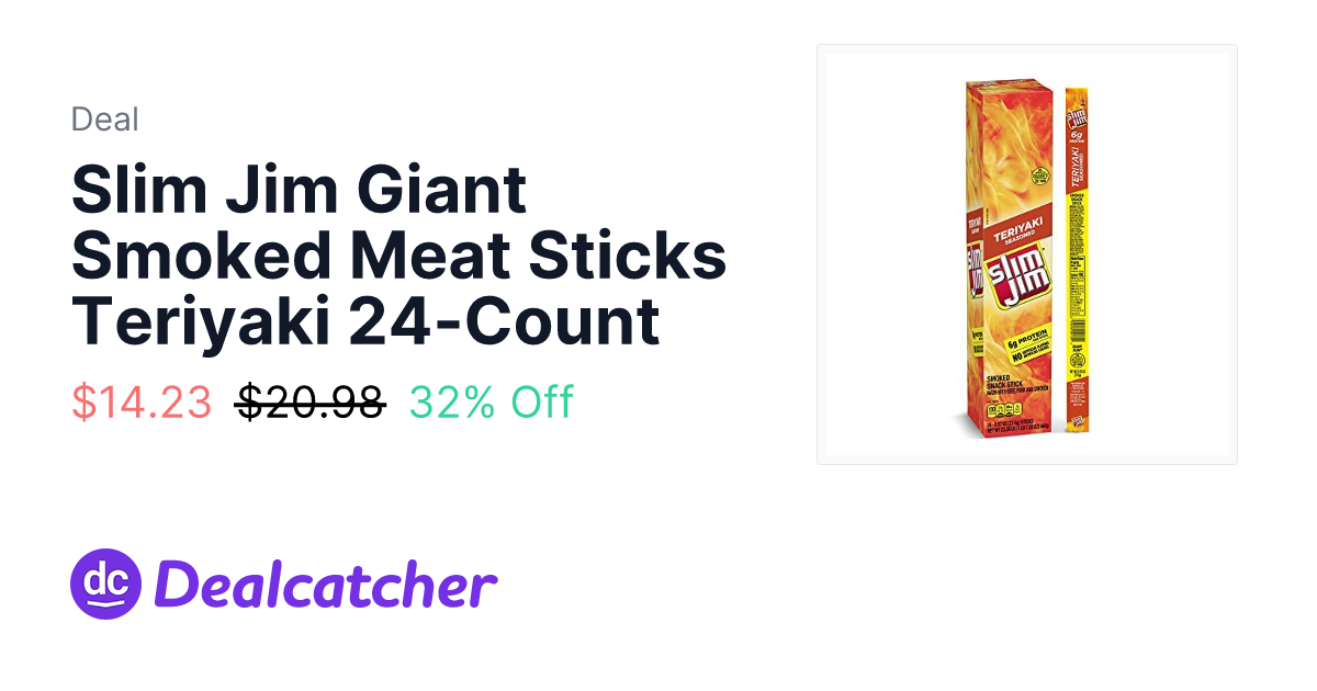 Amazon - Slim Jim Giant Smoked Meat Sticks Teriyaki 24-Count $14.23