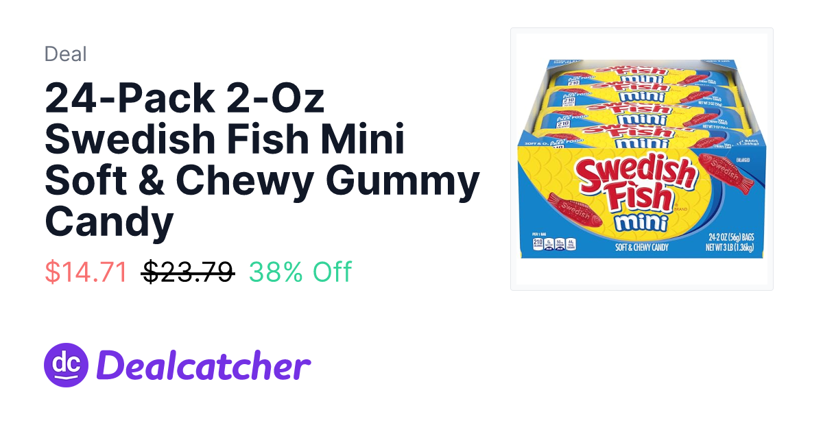 Amazon - 24-Pack 2-Oz Swedish Fish Mini Soft & Chewy Gummy Candy $14.71