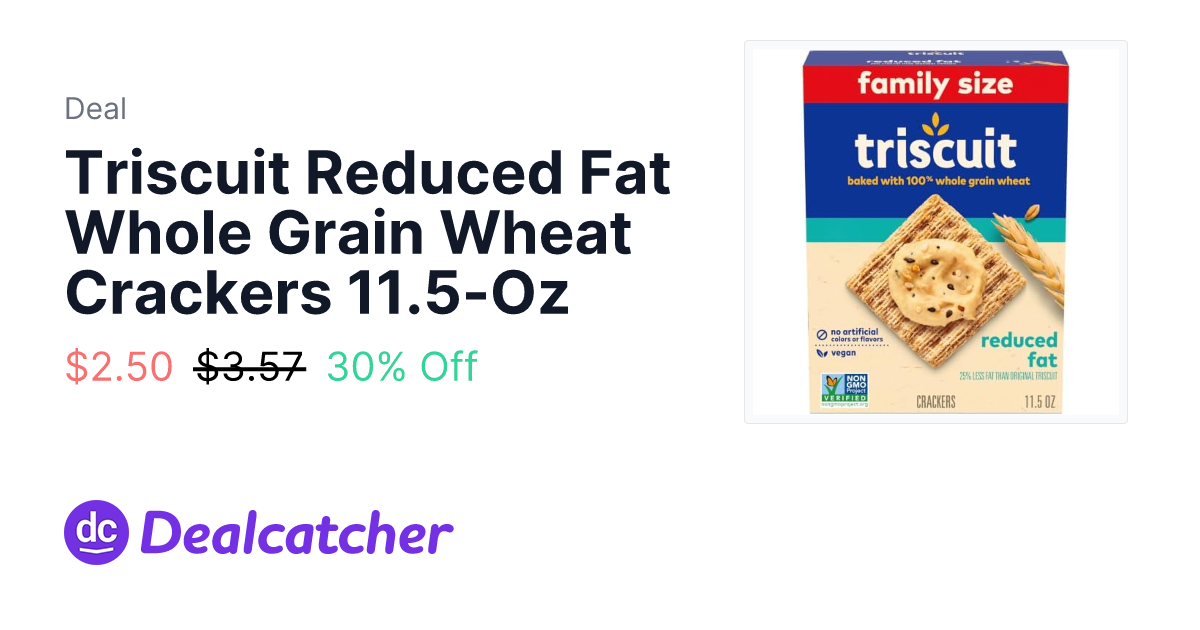 Amazon - Triscuit Reduced Fat Whole Grain Wheat Crackers 11.5-Oz $2.50