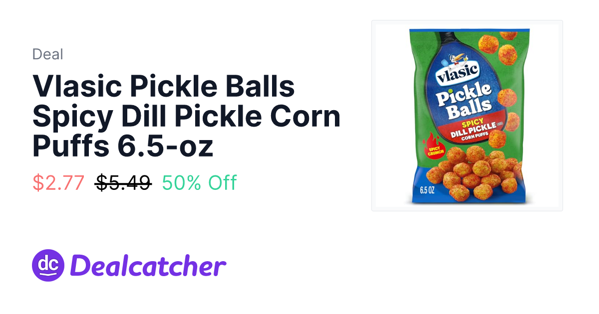 Amazon - Vlasic Pickle Balls Spicy Dill Pickle Corn Puffs 6.5-oz $2.77