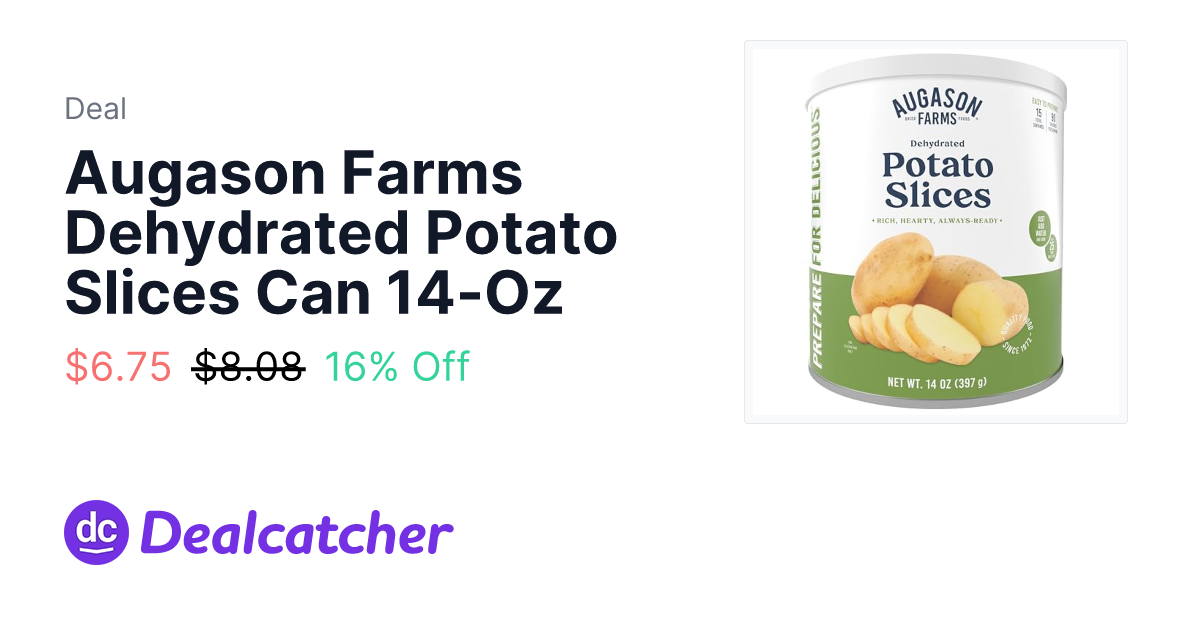 Amazon - Augason Farms Dehydrated Potato Slices Can 14-Oz $6.75