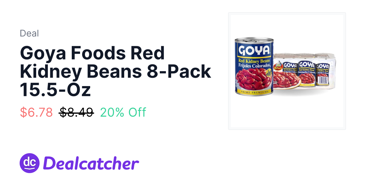 Amazon - Goya Foods Red Kidney Beans 8-Pack 15.5-Oz $6.78