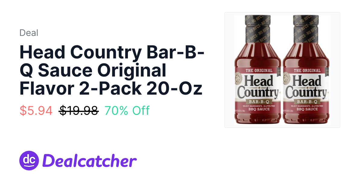 Amazon - Head Country Bar-B-Q Sauce Original Flavor 2-Pack 20-Oz $5.94
