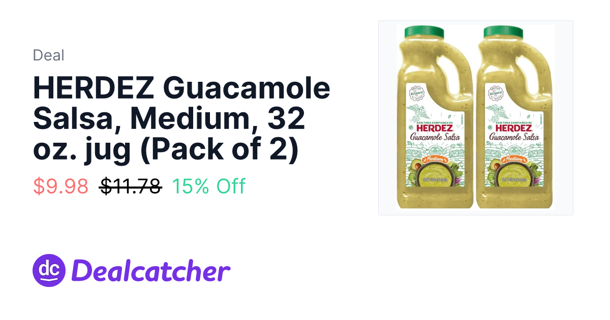 Amazon - HERDEZ Guacamole Salsa, Medium, 32 oz. jug (Pack of 2) $9.98