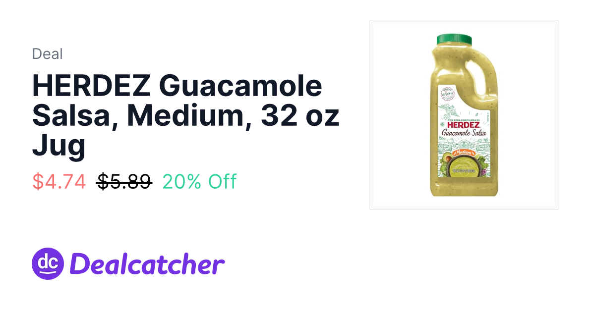 Amazon - HERDEZ Guacamole Salsa, Medium, 32 oz Jug $4.74