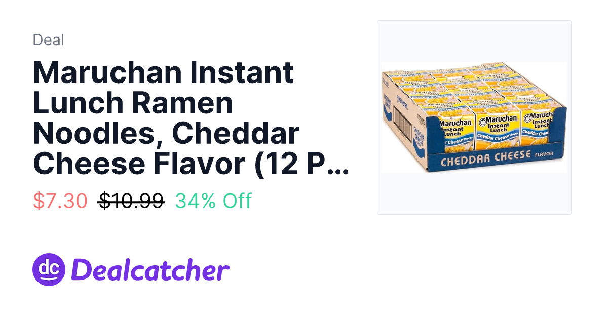 Amazon - Maruchan Instant Lunch Ramen Noodles, Cheddar Cheese Flavor (12 Pack) $7.30