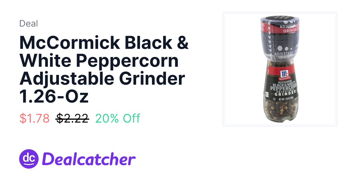 Amazon - McCormick Black & White Peppercorn Adjustable Grinder 1.26-Oz $1.78