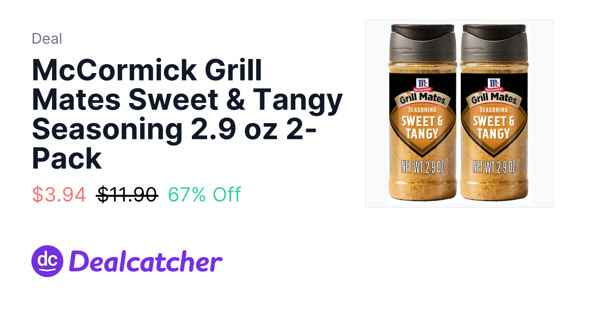 Amazon - McCormick Grill Mates Sweet & Tangy Seasoning 2.9 oz 2-Pack $3.94
