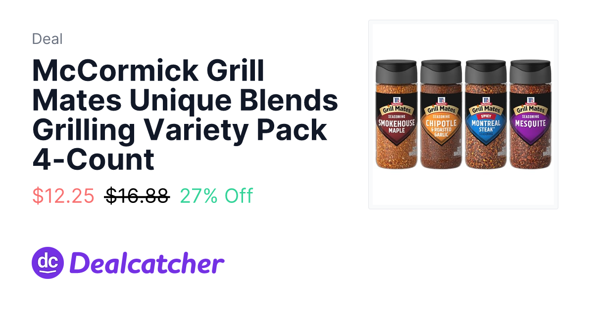 Amazon - McCormick Grill Mates Unique Blends Grilling Variety Pack 4-Count $12.25