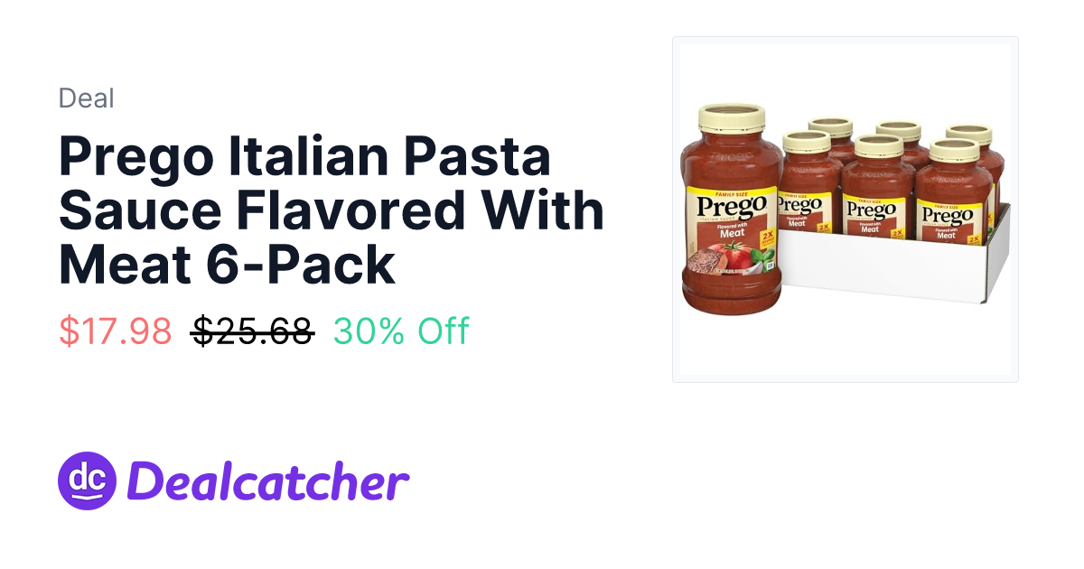 Amazon - Prego Italian Pasta Sauce Flavored With Meat 6-Pack $17.98