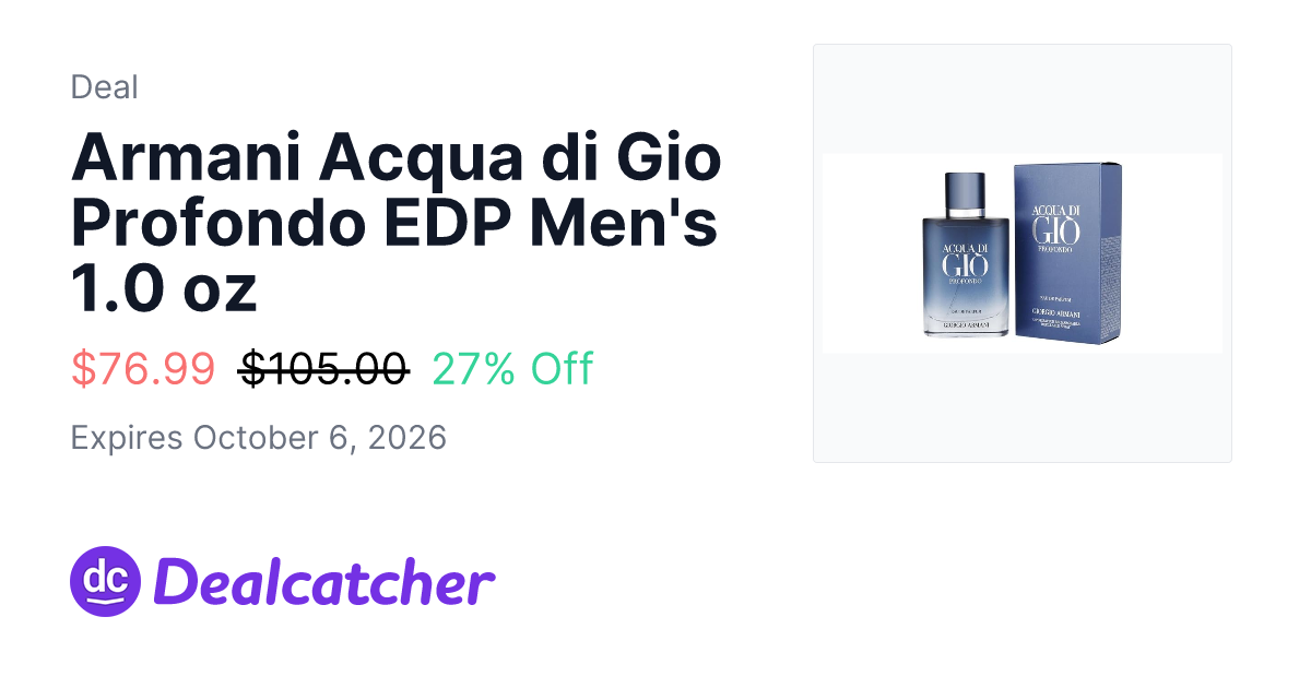 Woot - Armani Acqua di Gio Profondo EDP Men's 1.0 oz $76.99